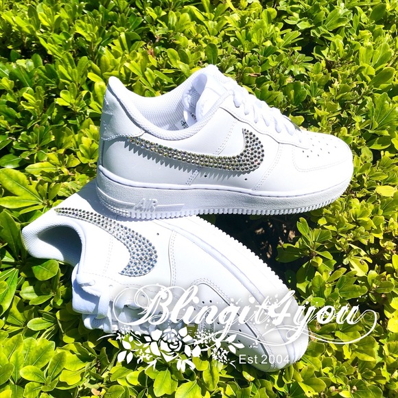 Bling 2 swooshes Swarovski crystal Nike AF1 shoes - Picture 6 of 8